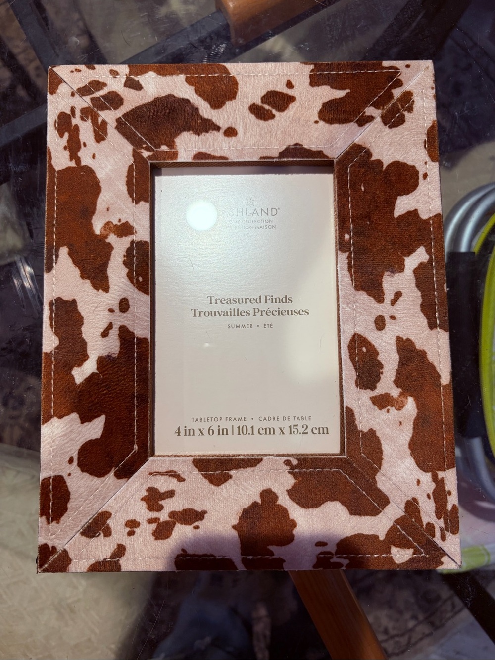 Cowhide Pattern Tabletop Photo Frame - Brown & Cream -SET OF 2-